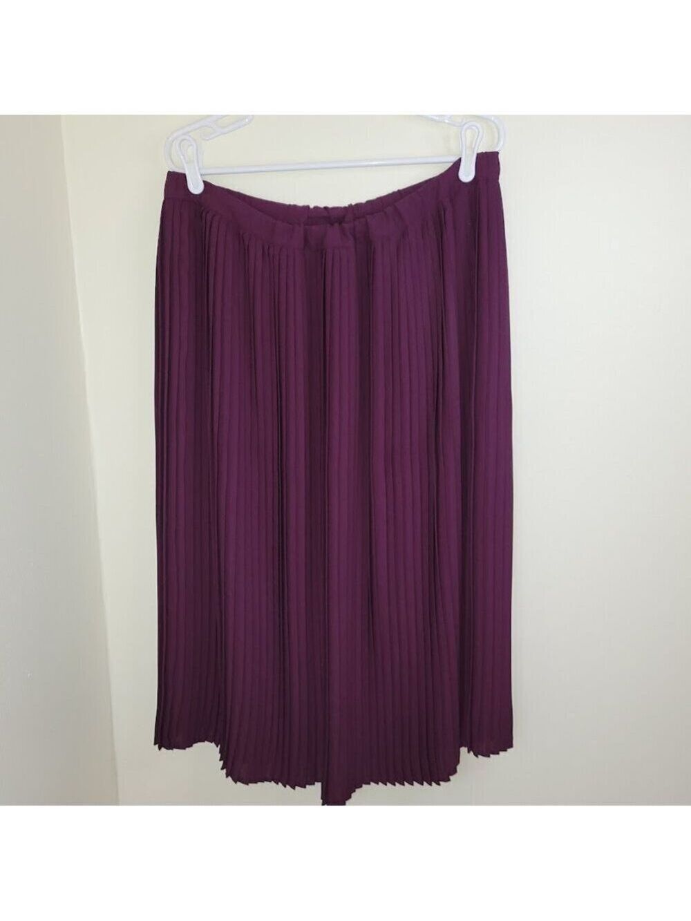 Eileen Fisher Knife Pleat Midi Skirt Purple Polyester Women's Size 12 - Picture 3 of 9